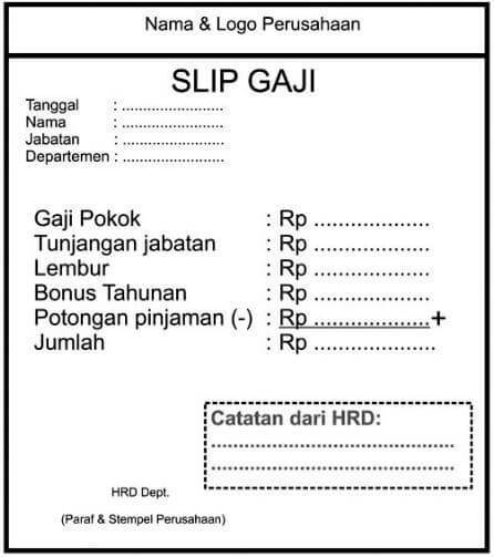 contoh slip gaji karyawan sederhana