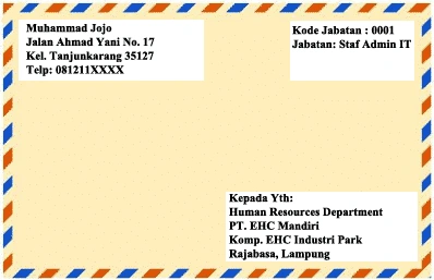 Template Contoh Amplop Lamaran Kerja