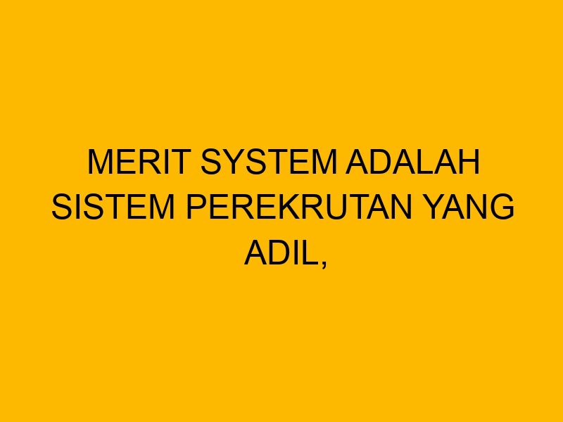 System Adil Merit System adalah Sistem Perekrutan yang Adil, Bagaimana Penerapannya ...